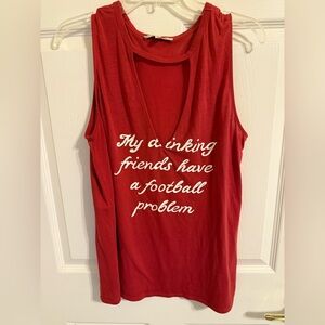 Express Red Graphic Sleeveless keyhole Tank Top.  L